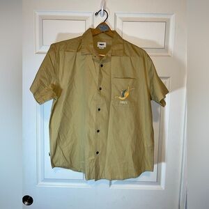 Obey Khaki Button-Up Shirt with Embroidery